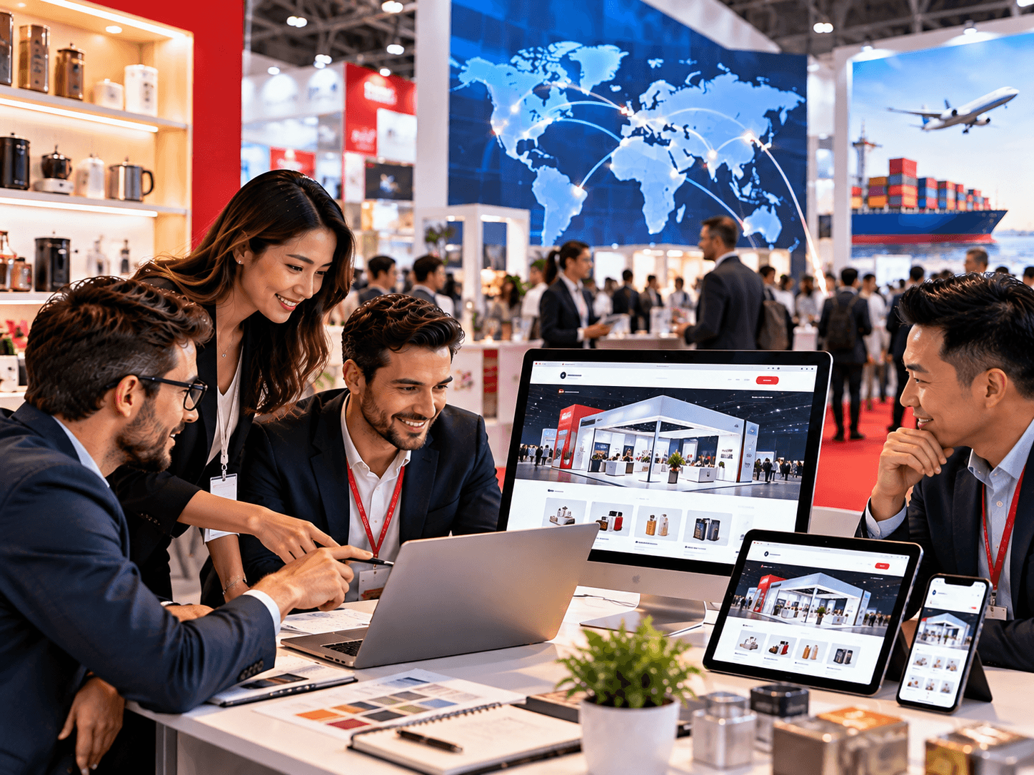International trade fair exhibitor website displayed across responsive devices for attracting global buyers